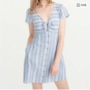Abercrombie & Fitch 100% cotton Blue Stripe Button Down Mini Dress. Size medium.
